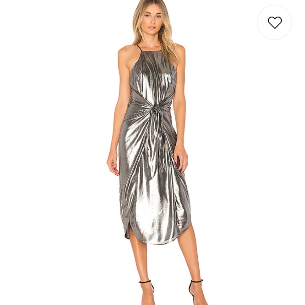 Privacy please Lehunt wrap metallic Dress Graphite